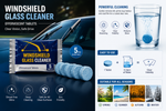 Windshield Glass Cleaner Tablets (5 Tablets) – Effervescent Car Windshield Cleaning Tablets | Streak-Free Glass Cleaner for Cars, SUVs & Trucks
