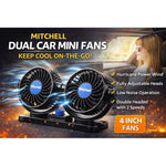 360° Adjustable Dual Head Car Dashboard Fan |  Twin Cooling Fan | Low Noise Car Air Circulator | 2 Speed Mini Cooling Fan for Car Dashboard
