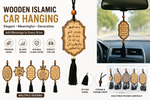 Wooden Islamic Car Hanging Ornament – Premium Dua Safar Wooden Car Pendant with Tassel
