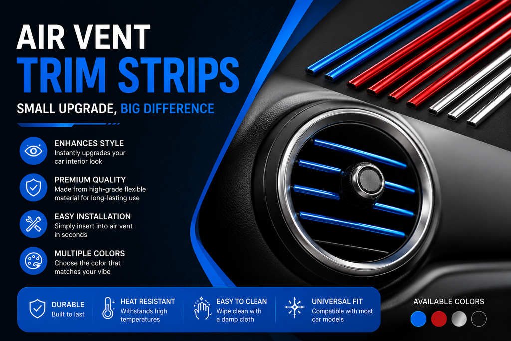 Air Vent Trim Strips for Car Interior – Universal Car AC Vent Decorative Moulding Strip