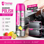 Flamingo Dashboard Polish Spray 450ml – Long Lasting Wet Look Shine, UV Protection & Interior Cleaner (5 Fragrances)