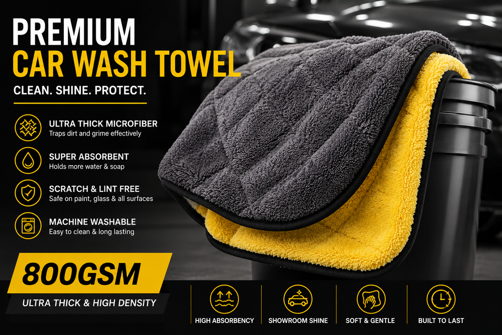 Premium 800GSM Microfiber Car Drying Towel – Ultra Thick, Scratch-Free & Super Absorbentct