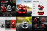 Solar Powered Rotating Car Air Freshener – 360° Auto Rotating Dashboard Perfume | Long Lasting Aromatherapy Fragrance | Premium Metal Design