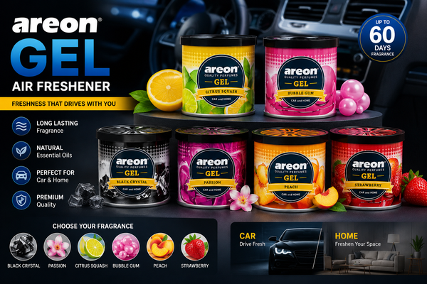 Areon Gel Air Freshener for Car & Home – Long Lasting Premium Gel Fragrance (60 Days) | Black Crystal, Passion, Citrus Squash, Bubble Gum, Peach & Strawberry