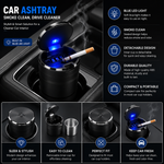 Premium Car Ashtray with Blue LED Light – Smokeless Portable Car Cup Holder Ash Tray | Detachable Inner Cup | Universal Fit | Easy to Clean | Car Interior Accessory