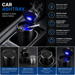 Premium Car Ashtray with Blue LED Light – Smokeless Portable Car Cup Holder Ash Tray | Detachable Inner Cup | Universal Fit | Easy to Clean | Car Interior Accessory