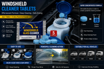 Windshield Glass Cleaner Tablets (5 Tablets) – Effervescent Car Windshield Cleaning Tablets | Streak-Free Glass Cleaner for Cars, SUVs & Trucks