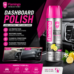 Flamingo Dashboard Polish Spray 450ml – Long Lasting Wet Look Shine, UV Protection & Interior Cleaner (5 Fragrances)