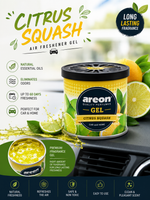 Areon Gel Air Freshener for Car & Home – Long Lasting Premium Gel Fragrance (60 Days) | Black Crystal, Passion, Citrus Squash, Bubble Gum, Peach & Strawberry