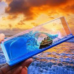 Cruise Ship Liquid Wave Car Dashboard Ornament – Moving Ocean Desk Toy
