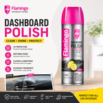 Flamingo Dashboard Polish Spray 450ml – Long Lasting Wet Look Shine, UV Protection & Interior Cleaner (5 Fragrances)
