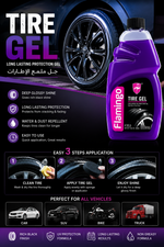 **Title:**  **Flamingo Tire Gel 500ml – High Gloss Tire Shine & UV Protection | Long Lasting Deep Black Finish | Water & Dust Repellent Tire Dressing**