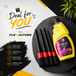 Flamingo Wash Wax + Premium Car Detailing Brush Set | Complete Car Cleaning & Shine Kit