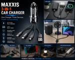 Example3-in-1 Fast Charging Car Charger with Multi Charging Cable – 4.8A Universal USB Car Adapter product