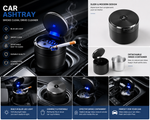 Premium Car Ashtray with Blue LED Light – Smokeless Portable Car Cup Holder Ash Tray | Detachable Inner Cup | Universal Fit | Easy to Clean | Car Interior Accessory