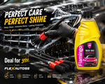 Flamingo Wash Wax + Premium Car Detailing Brush Set | Complete Car Cleaning & Shine Kit