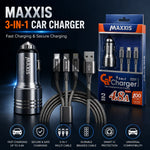 Example3-in-1 Fast Charging Car Charger with Multi Charging Cable – 4.8A Universal USB Car Adapter product