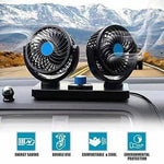 360° Adjustable Dual Head Car Dashboard Fan |  Twin Cooling Fan | Low Noise Car Air Circulator | 2 Speed Mini Cooling Fan for Car Dashboard